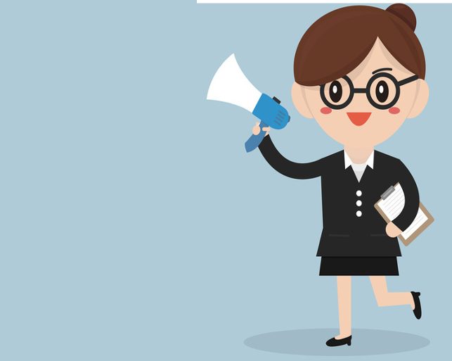 businesswoman with a megaphone, Business concept, vector EPS10.